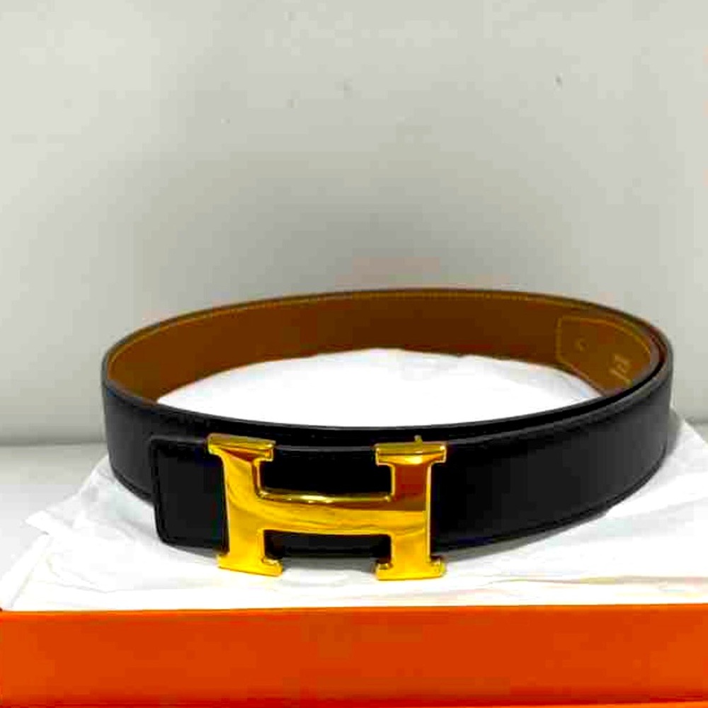 Hermes black reversible belt strap 85